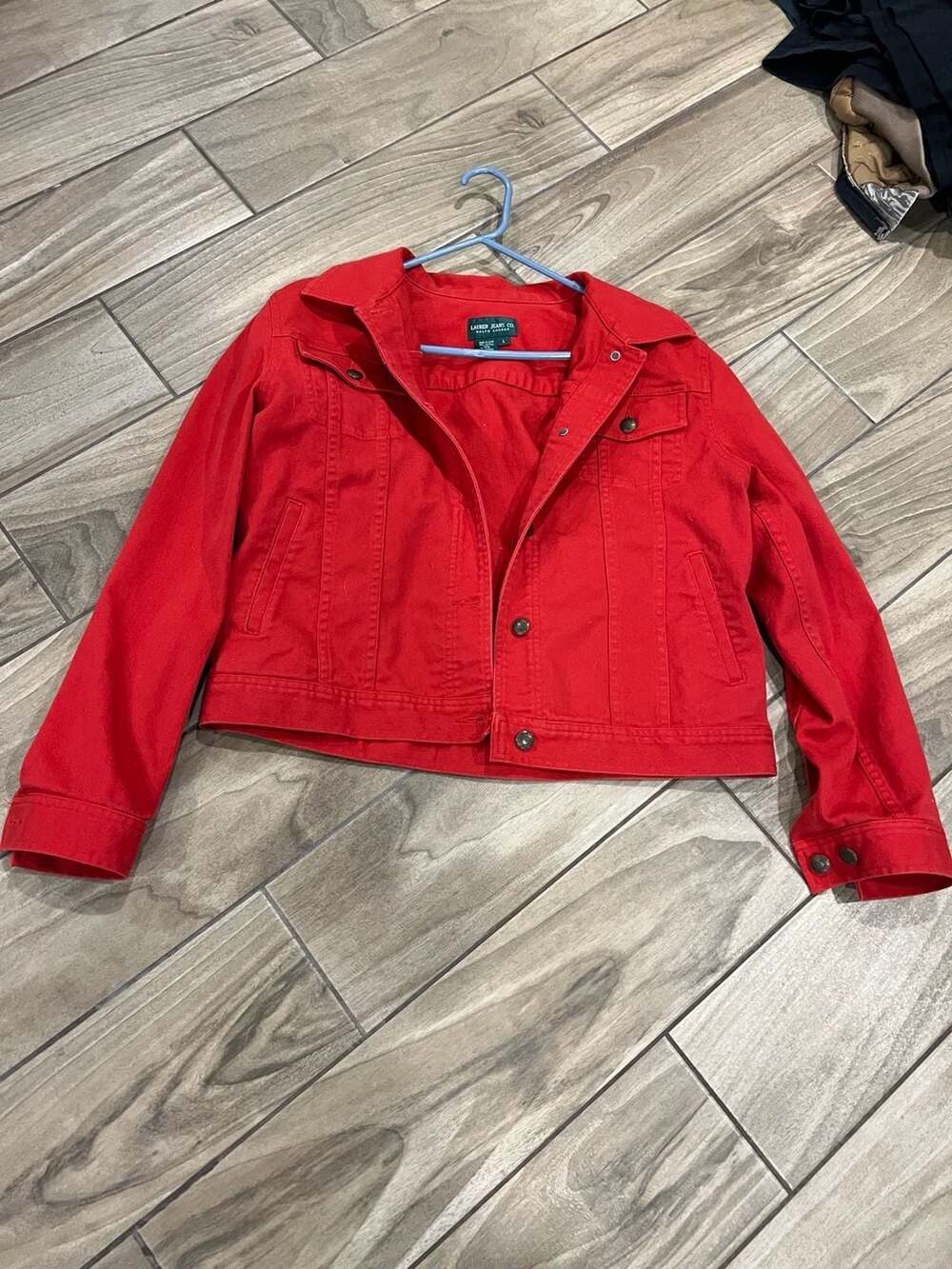 Lauren Jeans Co. Ralph Lauren Red Denim Trucker Jacket Size L